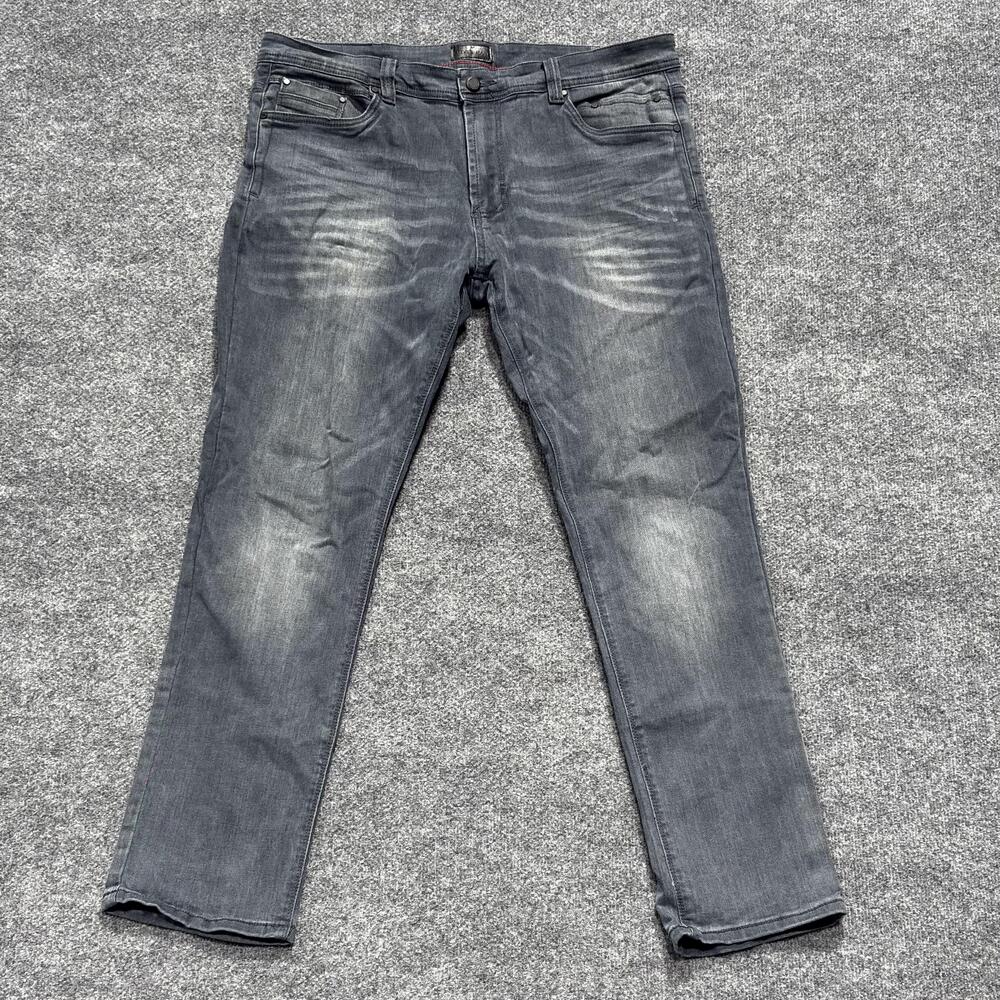 Steve's Jeans Jeans Mens 37x30 Gray Stretch Faded Whiskered 5-Pocket Zip Fly